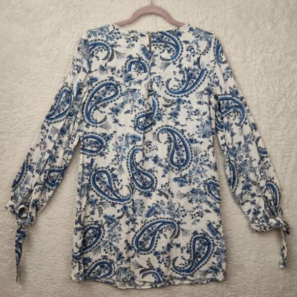 💎NWOT H&M Blue Shades/White Paisley Tunic Dress - Picture 1 of 8